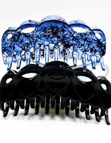 img 3 attached to Prettyou 5.5 Inches Large Crystal Plastic Hair Claw Banana Clips For Thick Hair Women,Pack Of 2 (Set1)