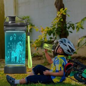 img 1 attached to 🦄 Unicorn Water Bottle, Attivolife Light Up Cup for Kids with Time Marker and 7 Color Changing LED Light - 14oz BPA Free - Unique Travel Cup for School, Girl, Child - Ideal Gift for Day Trips, Holidays, Camping, Picnics