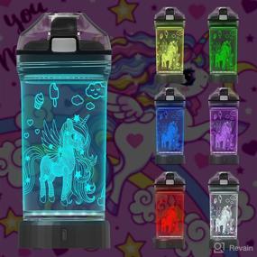 img 4 attached to 🦄 Unicorn Water Bottle, Attivolife Light Up Cup for Kids with Time Marker and 7 Color Changing LED Light - 14oz BPA Free - Unique Travel Cup for School, Girl, Child - Ideal Gift for Day Trips, Holidays, Camping, Picnics