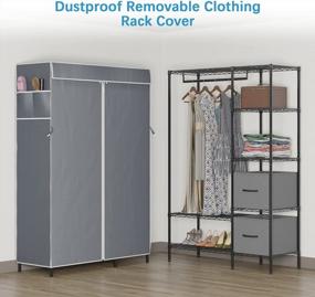 img 2 attached to VIPEK V7C 6-Tier Heavy Duty Covered Clothes Rack With 2 Fabric Drawers, Freestanding Wardrobe Metal Clothing Rack W/ Grey Oxford Fabric Cover - Max Load 562LBS