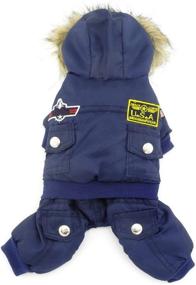 img 1 attached to SELMAI Blue Small Dog Winter Snowsuit – Waterproof Fleece Lined Coat with Airman Hooded Jumpsuit for Puppy Chihuahua