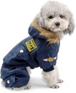 selmai blue small dog winter snowsuit – waterproof fleece lined coat with airman hooded jumpsuit for puppy chihuahua logo