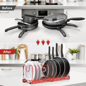 img 2 attached to Maximize Your Kitchen Space With AHNR'S 10+ Pans And Pots Lid Organizer Rack Holder In Red