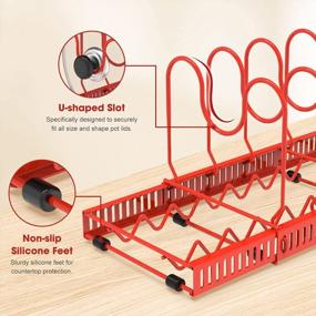 img 1 attached to Maximize Your Kitchen Space With AHNR'S 10+ Pans And Pots Lid Organizer Rack Holder In Red