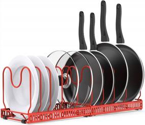 img 4 attached to Maximize Your Kitchen Space With AHNR'S 10+ Pans And Pots Lid Organizer Rack Holder In Red