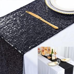 img 4 attached to ShinyBeauty Shinybeauty-Tassel-Sequin-Table-Runner-13X60-Inch-Black, Tassel Dresser Scarves For Home Or Wedding Decoration