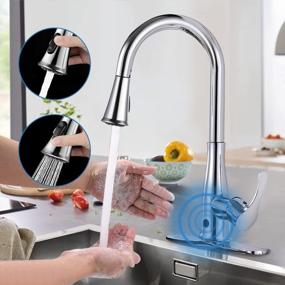img 4 attached to Chrome Touchless Kitchen Faucet With Pull-Down Sprayer And Motion Sensor, Single-Handle For One Hole Or 3-Hole Deck Mount, Dual-Function Spray Head For Kitchen Sink