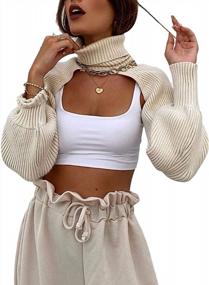img 4 attached to UANEO Women'S Turtleneck Bolero Shrug - Super Cropped Long Sleeve Sweater For Trendy Layering
