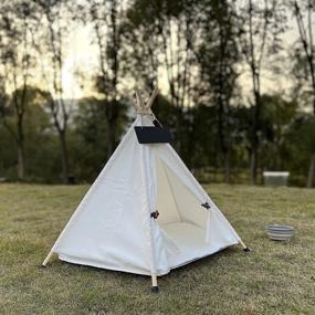 img 1 attached to 🐾 CozyPet Teepee Pet Bed Tent with Plush Cushion - Portable House for Small Dogs and Cats