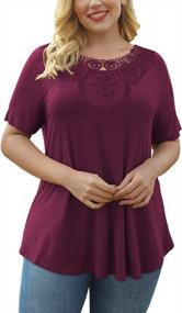 img 3 attached to Stylish Crochet Lace Trim Plus Size Blouses For Summer: VERABENDI Pleated Tunic Tops