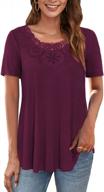 stylish crochet lace trim plus size blouses for summer: verabendi pleated tunic tops logo
