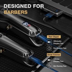 img 2 attached to SUPRENT® Professional Hair Clippers For Men, Hair Cutting Kit & Zero Gap T-Blade Trimmer Combo, Cordless Barber Clipper Set With LED Display Mens Gifts(Black)