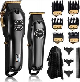 img 4 attached to SUPRENT® Professional Hair Clippers For Men, Hair Cutting Kit & Zero Gap T-Blade Trimmer Combo, Cordless Barber Clipper Set With LED Display Mens Gifts(Black)