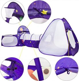 img 2 attached to Homfu Purple-Ball Bit 3-In-1 Pop Up Tunnel Tent For Kids Play Indoors And Outdoors - Perfect For Boys And Girls