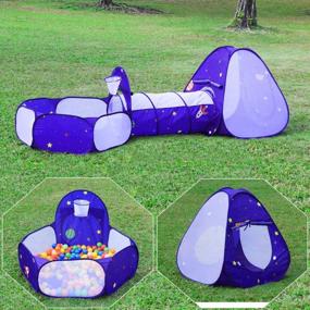 img 4 attached to Homfu Purple-Ball Bit 3-в-1 Pop Up Tunnel Tent для детей, играющих в помещении и на улице - идеально подходит для мальчиков и девочек