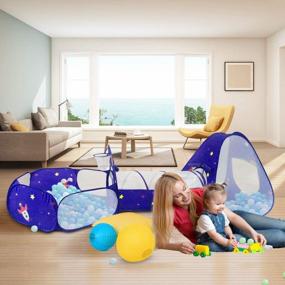 img 3 attached to Homfu Purple-Ball Bit 3-в-1 Pop Up Tunnel Tent для детей, играющих в помещении и на улице - идеально подходит для мальчиков и девочек