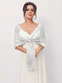 img 3 attached to Women'S Evening Shawls And Wraps With Rhinestone Buckle & Fringe For Dresses, Shrugs & Weddings