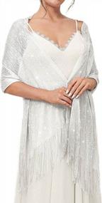 img 4 attached to Women'S Evening Shawls And Wraps With Rhinestone Buckle & Fringe For Dresses, Shrugs & Weddings