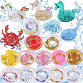 img 4 attached to 20-Pack Inflatable Drink Holders With Assorted Shapes And Colors For Fun Summer Pool Parties