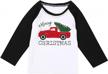 kids christmas t-shirt - truck tree print raglan tee logo