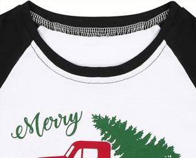 img 2 attached to Kids Christmas T-Shirt - Truck Tree Print Raglan Tee