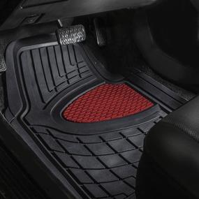 img 2 attached to 🚗 FH GROUP Car Seat Covers & Premium Tall Channel Rubber Trimmable Floor Mats with FH3001 Snake Pattern Silicone Steering Wheel Cover - Universal Fit for Trucks, SUVs, and Vans (Burgundy/Black) F11311