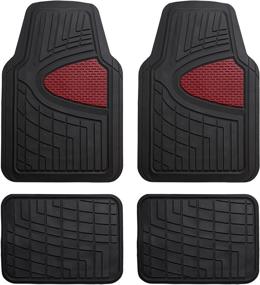 img 3 attached to 🚗 FH GROUP Car Seat Covers & Premium Tall Channel Rubber Trimmable Floor Mats with FH3001 Snake Pattern Silicone Steering Wheel Cover - Universal Fit for Trucks, SUVs, and Vans (Burgundy/Black) F11311