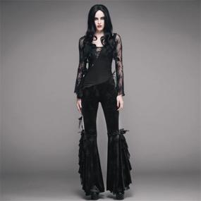 img 1 attached to Gothic Women'S Bell-Bottomed Trumpet Trousers For Casual & Stage Performance