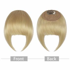 img 3 attached to FESHFEN Clip in Bangs: Premium Human Hair Extensions for Women - Curved & Light Bleach Blonde Fringe Hair Pieces
