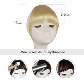 img 1 attached to FESHFEN Clip in Bangs: Premium Human Hair Extensions for Women - Curved & Light Bleach Blonde Fringe Hair Pieces
