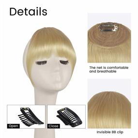 img 2 attached to FESHFEN Clip in Bangs: Premium Human Hair Extensions for Women - Curved & Light Bleach Blonde Fringe Hair Pieces