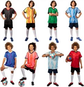 img 1 attached to Youth Soccer Jerseys Boys 6-12 Team Training Uniform Shirts And Shorts Set Indoor Sports.