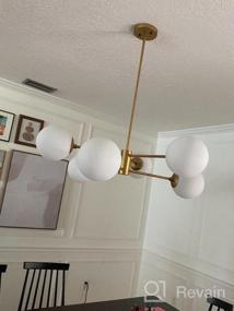 img 5 attached to Liara Caserti Black Sputnik Chandelier - Modern Ceiling Light with 6 Glass Globe Lights - Mid Century Modern Chandelier for Dining Room, Kitchen, Bedroom - Sputnik Light Fixture, UL Listed
