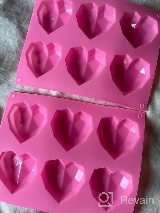 img 1 attached to 2 Pack 6 Cavity Silicone Heart Diamond Shaped Molds For Valentines Day Wedding Engagement Baking Chocolate Cake Mousses Desserts, YICOE 3D Candy Making Mold review by Patricia Dworin
