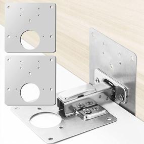 img 4 attached to Salipt Cabinet Hinge Repair Plate With Hole Stainless Steel Hinge Repair Plate Easy Installation Hinges Plate Kit For Wooden Kitchen Cabinet Door,Furniture,Shelves