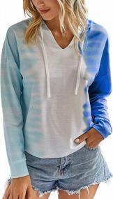 img 4 attached to Minipeach Women'S Tie Dye Sweatshirt,Long Sleeve Pajamas Lounge Pullover Soft Loose Fit Hoodie Colorblock Shirts Tops