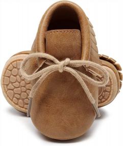 img 3 attached to HONGTEYA Baby Moccasins With Rubber Sole - Fashionable First Walking Shoes For Infant Boys And Girls, Suitable For Indoor And Outdoor Use.