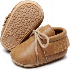 img 4 attached to HONGTEYA Baby Moccasins With Rubber Sole - Fashionable First Walking Shoes For Infant Boys And Girls, Suitable For Indoor And Outdoor Use.