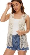 women's floral crochet lace boho sleeveless open front vest cardigan logo