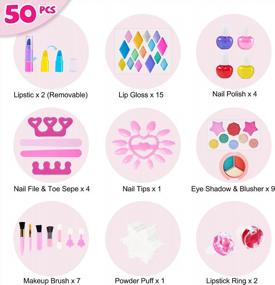 img 2 attached to KIZCITY Washable Kids Makeup Kit - 50-Piece Set Of Safe And Non-Toxic Cosmetics For Little Girls, Perfect Frozen Toy For Ages 3-12 | Ideal Christmas Or Birthday Gift For Toddlers And Kids