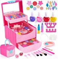 kizcity washable kids makeup kit - 50-piece set of safe and non-toxic cosmetics for little girls, perfect frozen toy for ages 3-12 | ideal christmas or birthday gift for toddlers and kids logo