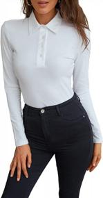 img 4 attached to WOSALBA Women'S Fall Polo Shirts - Versatile Lapel Collared V-Neck Options With Long And Short Sleeves