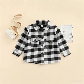 img 3 attached to Adorable Plaid Hoodie Shirt with Pockets for Toddler Boys - Stylish Button Down Long Sleeve Jacket for Fall