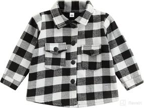 img 4 attached to Adorable Plaid Hoodie Shirt with Pockets for Toddler Boys - Stylish Button Down Long Sleeve Jacket for Fall