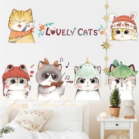 img 3 attached to BuerHomie Cute Kitten Wall Stickers: Anime Nursery Wall Art, Baby Wall Murals, Kids Bedroom Decor DIY, Poster Wall Art for Birthday Party Decoration and Wall Décor