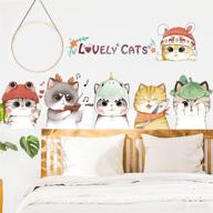 buerhomie cute kitten wall stickers: anime nursery wall art, baby wall murals, kids bedroom decor diy, poster wall art for birthday party decoration and wall décor логотип