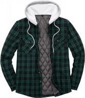 zenthace men's plaid flannel shirt jacket with hood and quilted lining logo