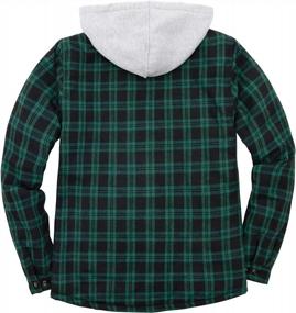 img 3 attached to ZENTHACE Men'S Plaid Flannel Shirt Jacket With Hood And Quilted Lining