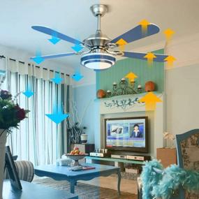 img 2 attached to Modern Blue LED Ceiling Fan With Chandelier - Gdrasuya10 HarBin-Star 52 Inch, 5 Blades, Remote Control, 3 Speeds, 3 Color Dimmable
