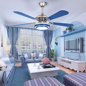 img 1 attached to Modern Blue LED Ceiling Fan With Chandelier - Gdrasuya10 HarBin-Star 52 Inch, 5 Blades, Remote Control, 3 Speeds, 3 Color Dimmable